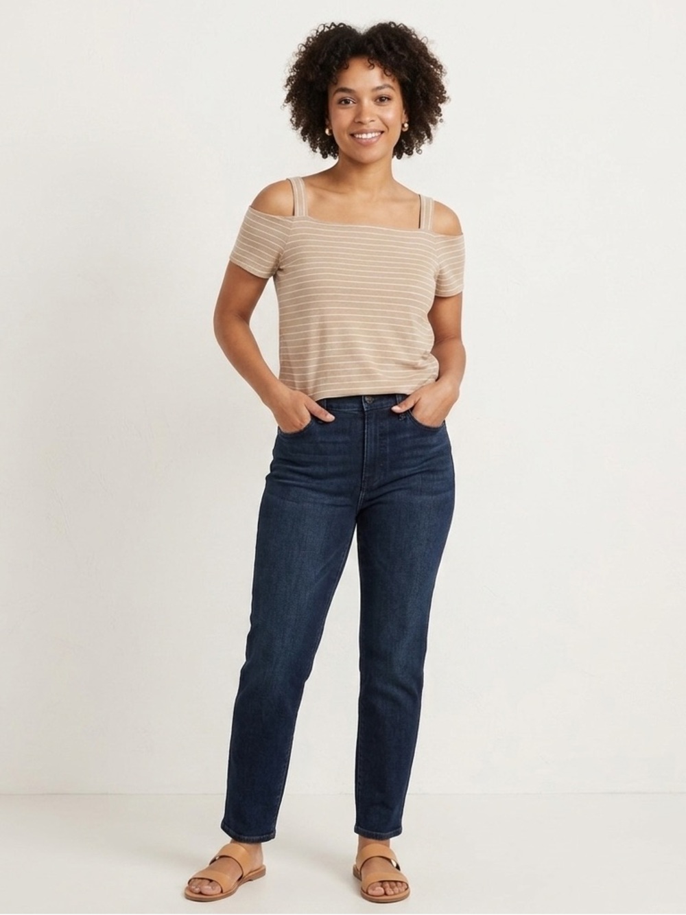 Madewell Boho Casual Cold Shoulder Short Sleeve Striped Blouse Size Large